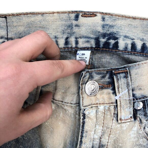True Religion Jeans Size 32 STRAIGHT Blue Paint Splatter - Picture 5 of 10